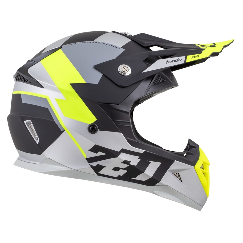 Casca motocross copii ZED X1.9D TENDO negru mat-gri inchis-gri deschis-galben fluo - II. calitate - II. calitate 