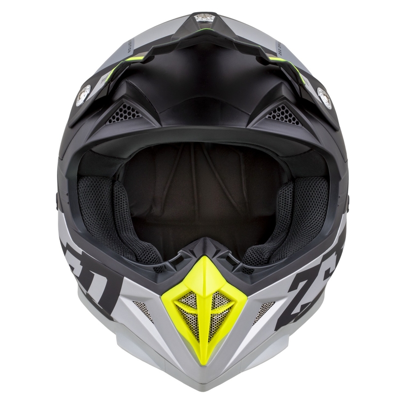 Casca motocross copii ZED X1.9D TENDO negru mat-gri inchis-gri deschis-galben fluo - II. calitate - II. calitate 