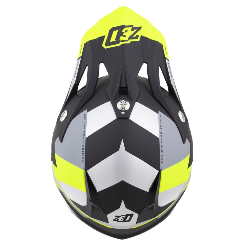 Casca motocross copii ZED X1.9D TENDO negru mat-gri inchis-gri deschis-galben fluo - II. calitate - II. calitate 