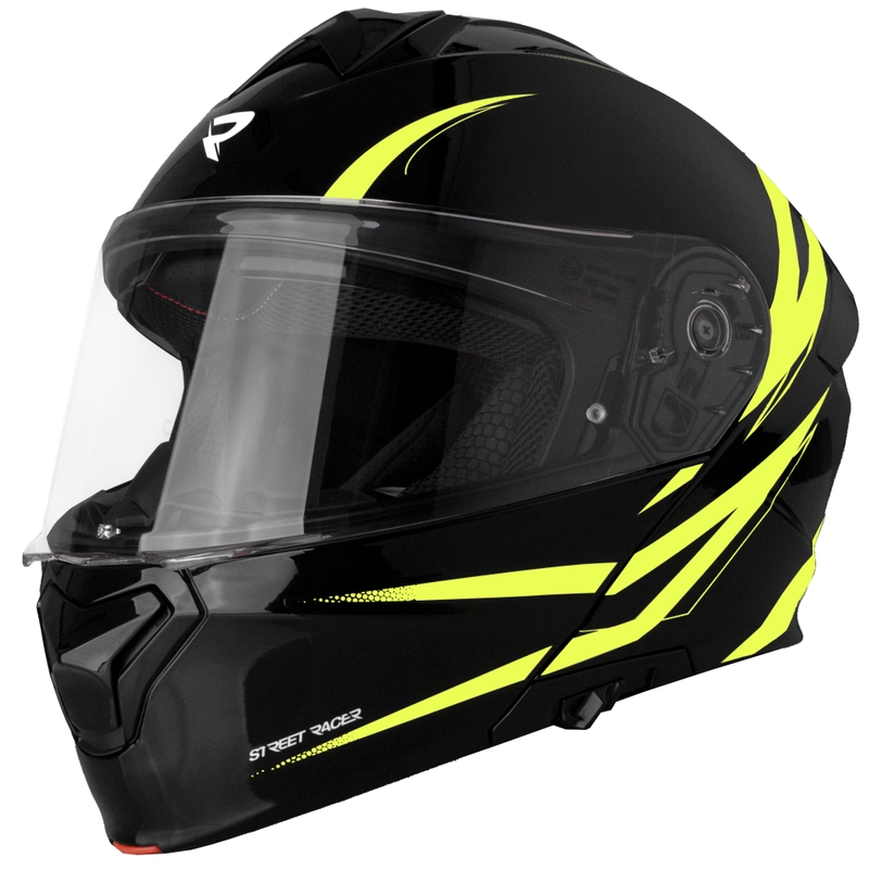 Cască de motocicletă pliabilă Street Racer Fury negru-galben fluo 2 - calitatea II. - II. calitate 