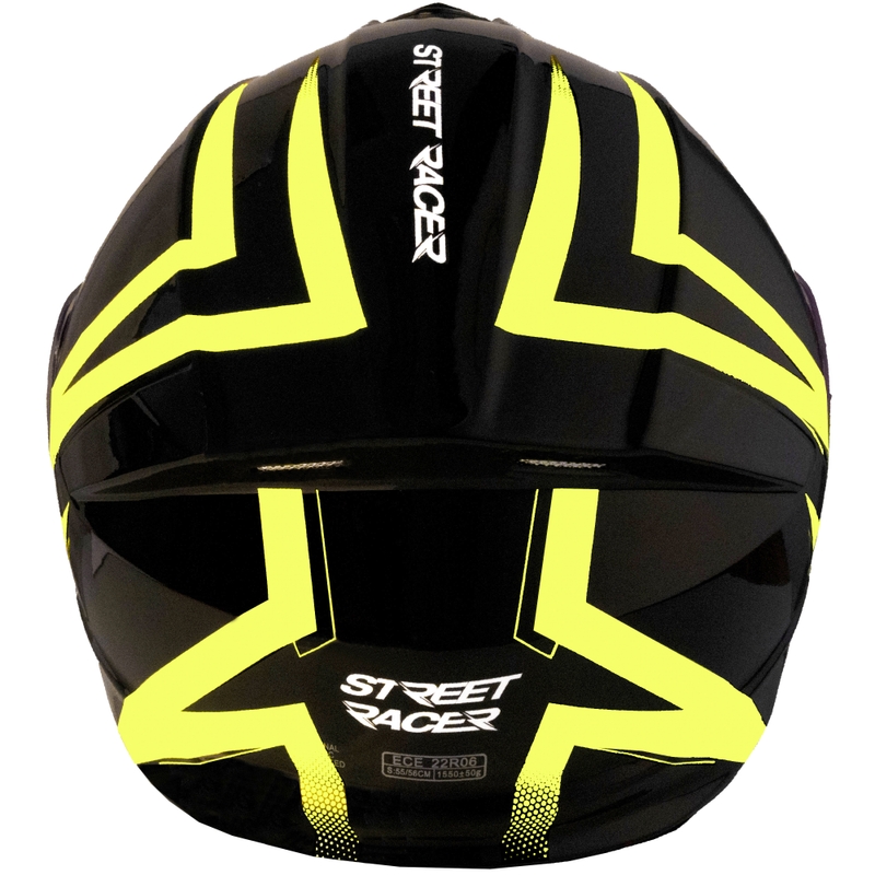 Cască de motocicletă pliabilă Street Racer Fury negru-galben fluo 2 - calitatea II. - II. calitate 