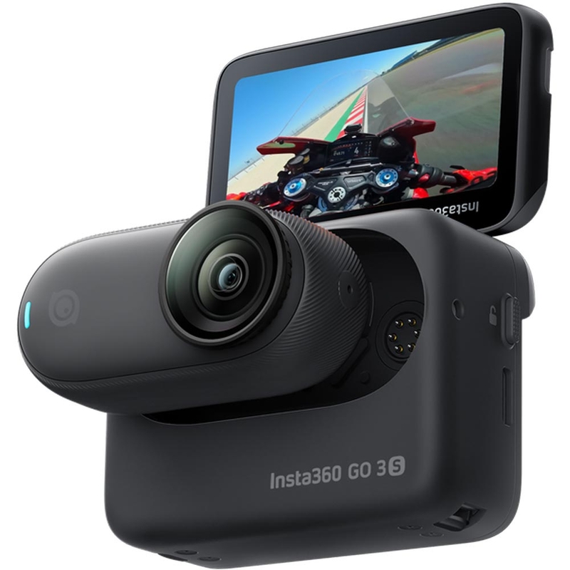 Cameră de acțiune Insta360 GO 3S pentru motocicletă, încorporată în cască, neagră