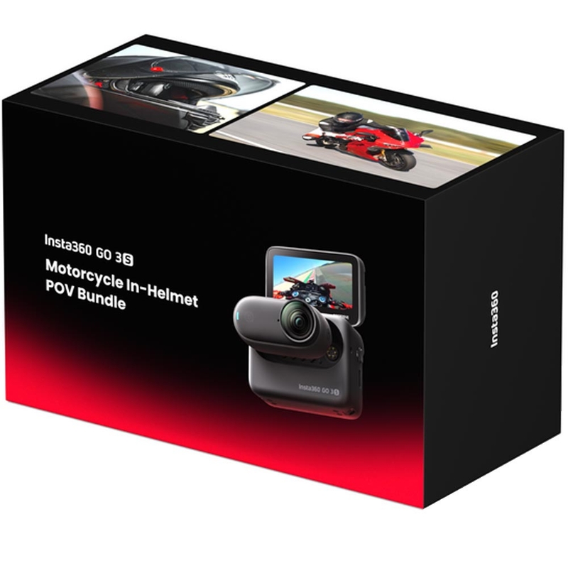 Cameră de acțiune Insta360 GO 3S pentru motocicletă, încorporată în cască, neagră
