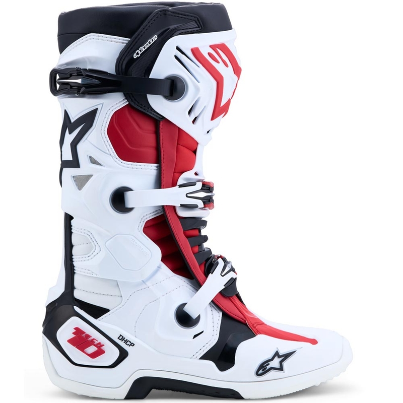 Ghete motocross Alpinestars TECH 10 alb-negru-roșu