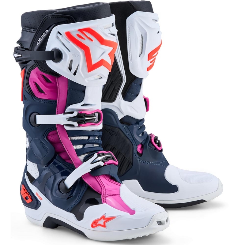 Ghete motocross Alpinestars TECH 10 Superventilate albastru închis-alb-negru-violet