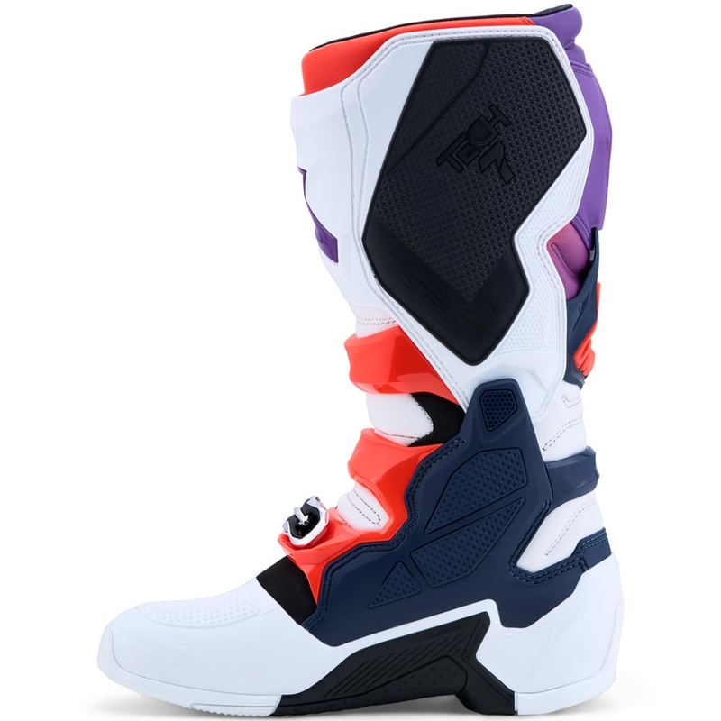 Ghete motocross Alpinestars TECH 7 violet-alb-albastru închis-roșu fluo