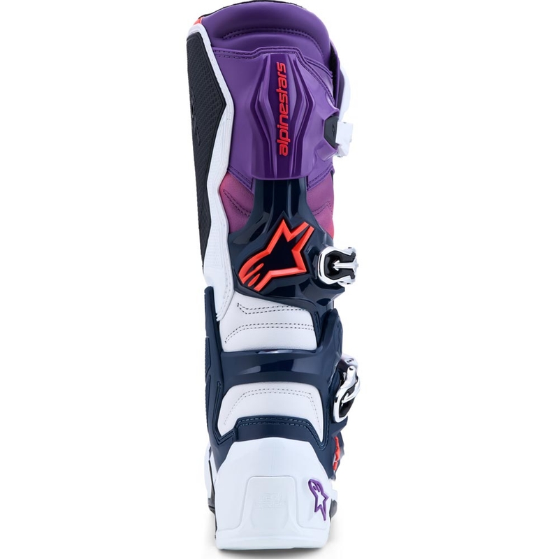 Ghete motocross Alpinestars TECH 7 violet-alb-albastru închis-roșu fluo
