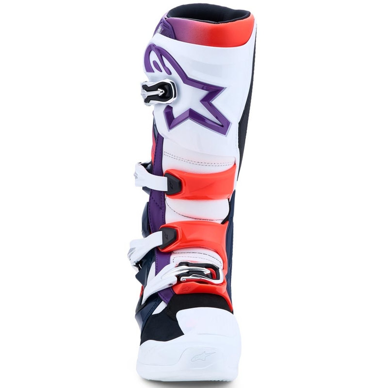Ghete motocross Alpinestars TECH 7 violet-alb-albastru închis-roșu fluo