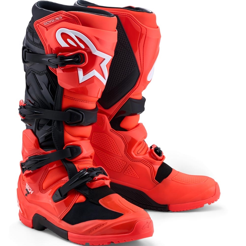 Ghete moto Alpinestars TECH 7 Enduro roșu fluo-negru