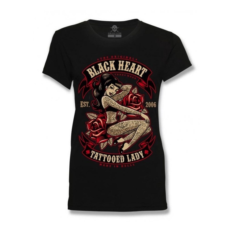 Tricoul femeii Black Heart Tattooed Lady T-Shirt