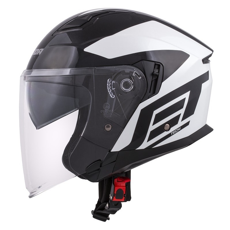 Cască de motocicletă Cassida Jet Tech Corso Open negru și alb