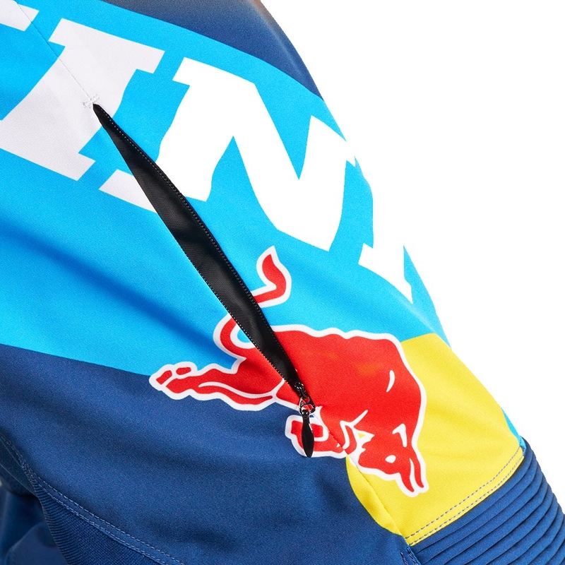 Pantaloni motocross KINI Red Bull 1.0 Rallye albastru-portocaliu