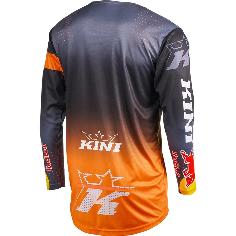 Tricou motocross KINI Red Bull 2.0 MXC gri-portocaliu