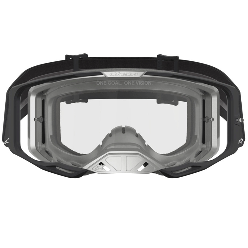 Ochelari motocross Alpinestars Vision 8 Amber, negri-argintii, cu plexiglas transparent