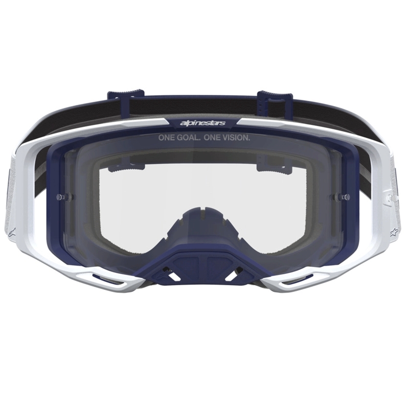 Ochelari motocross Alpinestars Vision 8 Amber albastru-alb cu plexiglas transparent