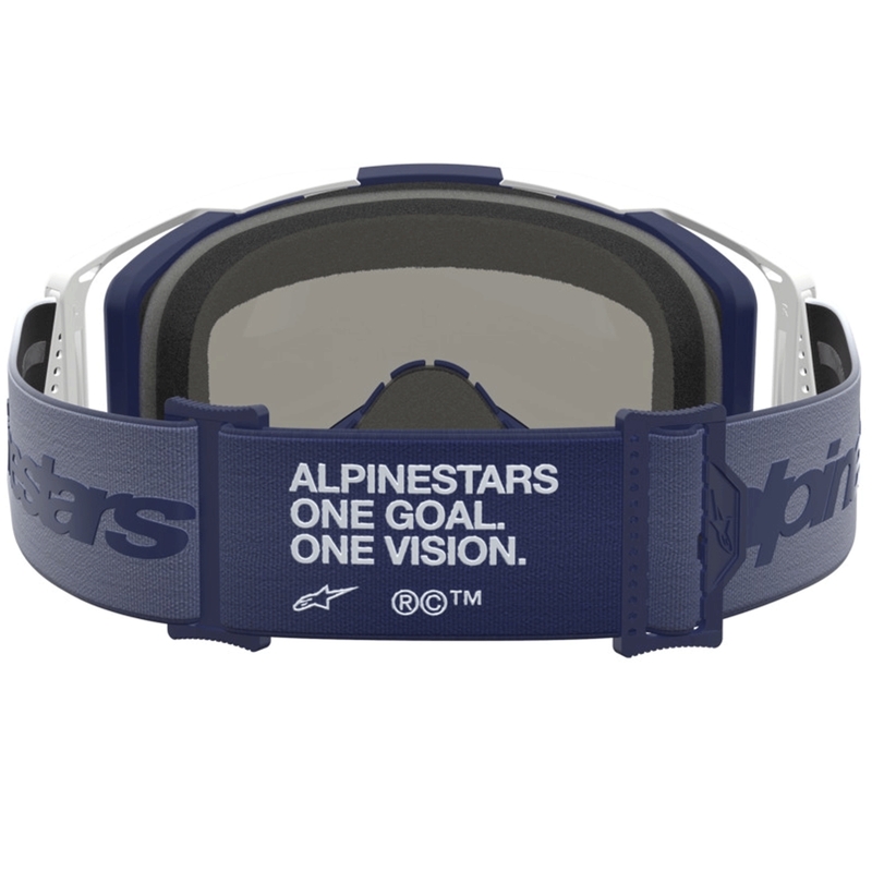 Ochelari motocross Alpinestars Vision 8 Amber albastru-alb cu plexiglas transparent