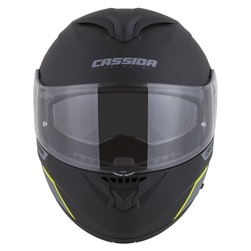 Cască de motociclist Cassida Compress 2.0 Refraction negru-cenușiu-galben-fluo flip-up lichidare