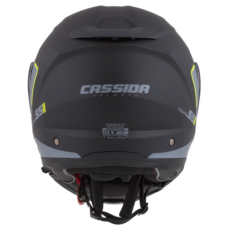 Cască de motociclist Cassida Compress 2.0 Refraction negru-cenușiu-galben-fluo flip-up lichidare