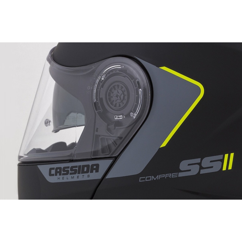 Cască de motociclist Cassida Compress 2.0 Refraction negru-cenușiu-galben-fluo flip-up lichidare
