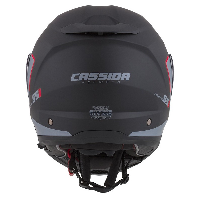 Cască de motocicletă Cassida Compress 2.0 Refraction negru-gri-roșu cu clapetă flip-up