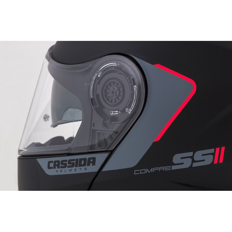 Cască de motocicletă Cassida Compress 2.0 Refraction negru-gri-roșu cu clapetă flip-up