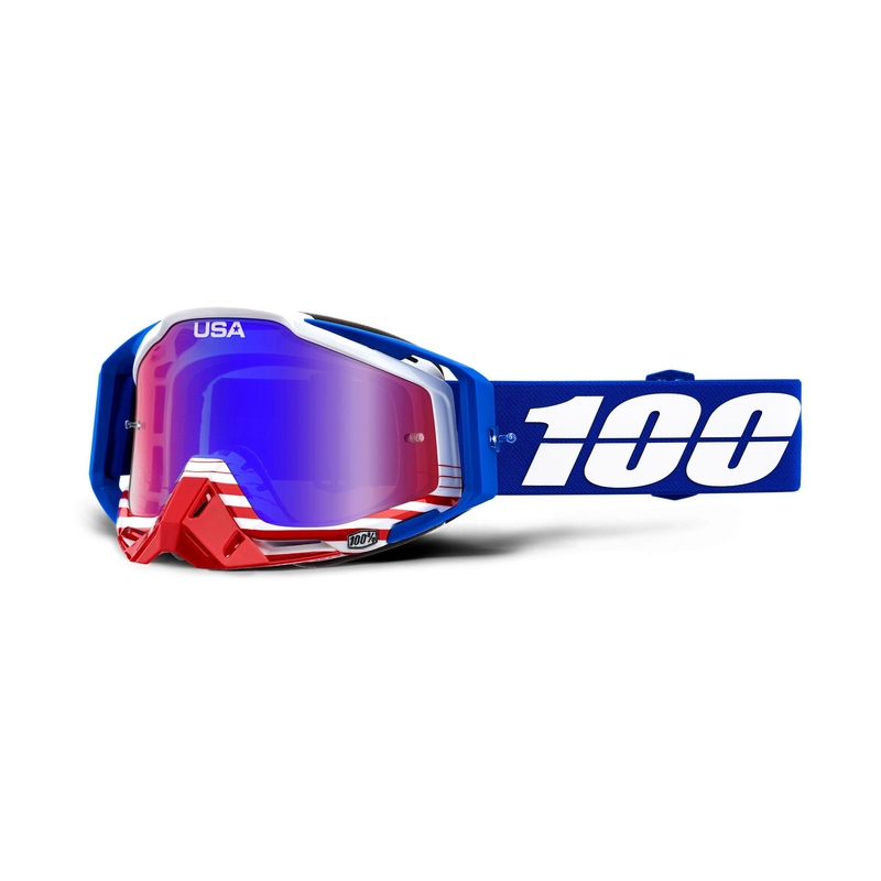 Ochelari de motocros 100% Racecraft ANTHEM (albastru-roșu cu oglindă plexi)