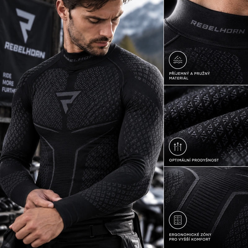 Rebelhorn Therm II tricou termic negru-gri negru