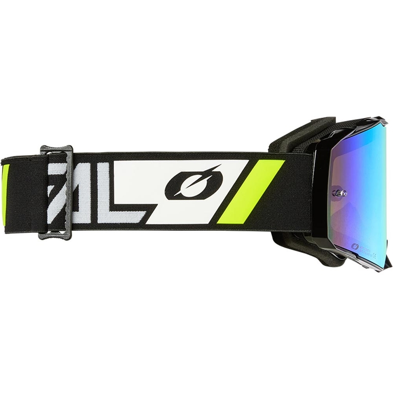 Ochelari motocross O'Neal B-55 Cram alb-negru cu plexiglas auriu oglindit