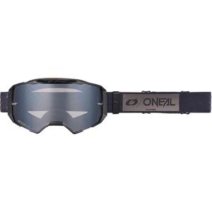 Ochelari motocross O'Neal B-22 Core negru-gri cu plexiglas argintiu oglindă