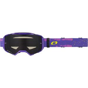 Ochelari motocross O'Neal B-22 Paint violet-galben fluo cu plexiglas gri
