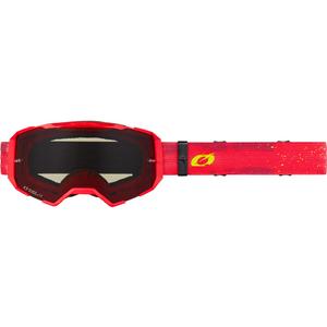 Ochelari motocross O'Neal B-22 vopsiți roșu-galben fluo cu plexiglas gri