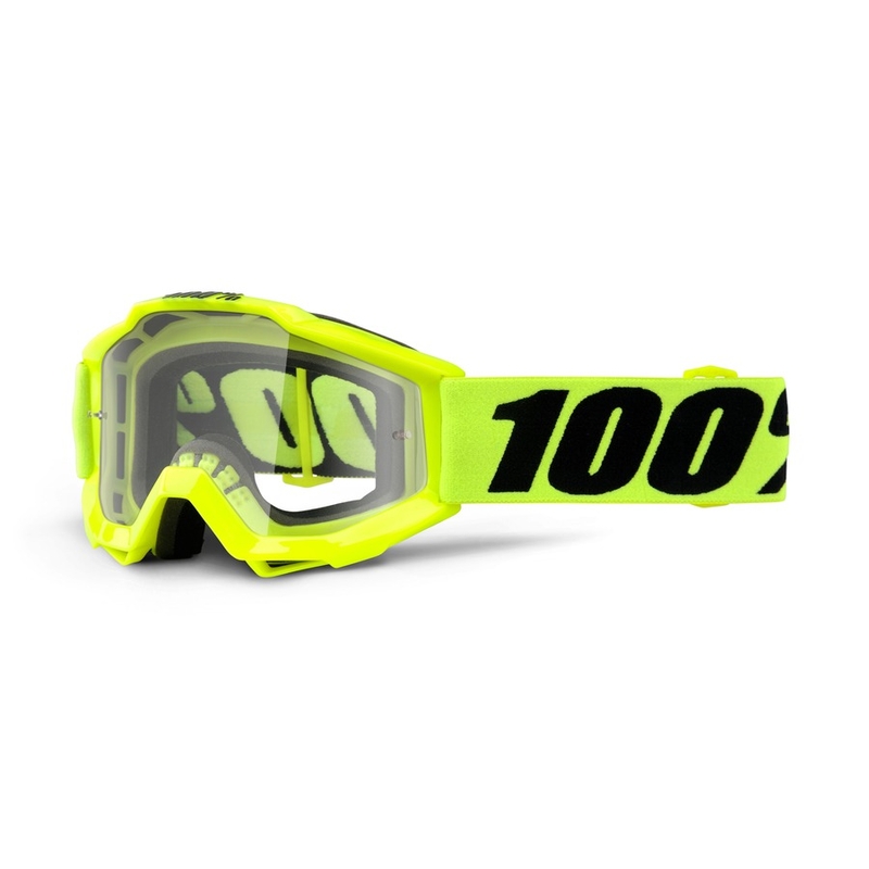 Ochelari de motocross pentru copii 100% Accuri JR galben fluo (plexi transparent)
