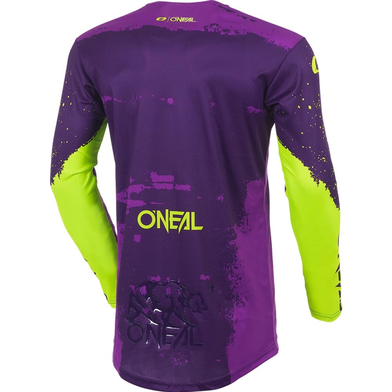 Tricou motocross O'Neal Mayhem Paint violet-galben neon