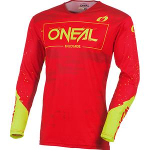 Tricou motocross O'Neal Mayhem Paint roșu-galben neon