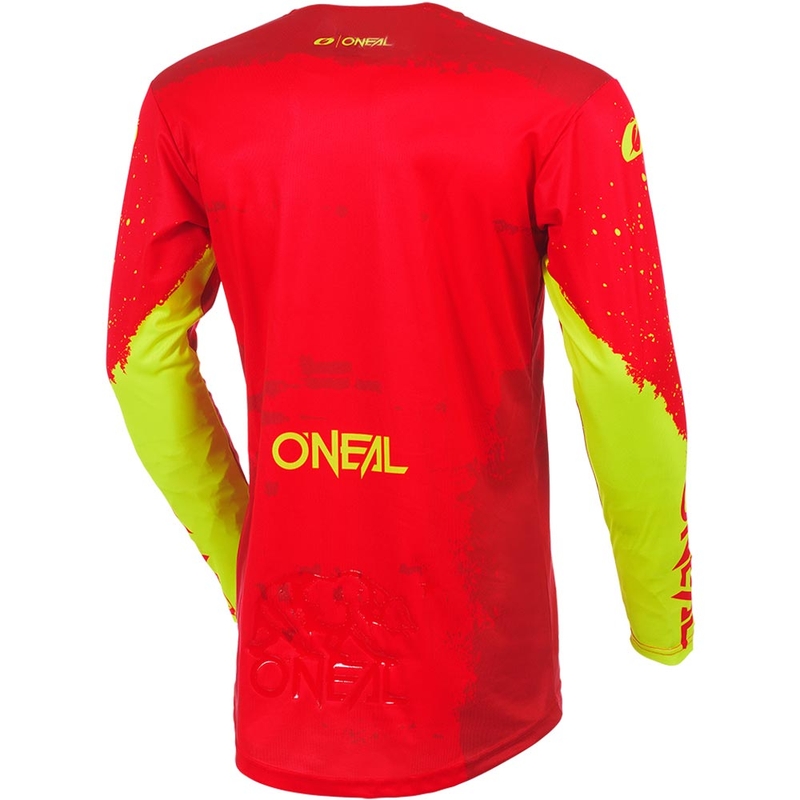 Tricou motocross O'Neal Mayhem Paint roșu-galben neon
