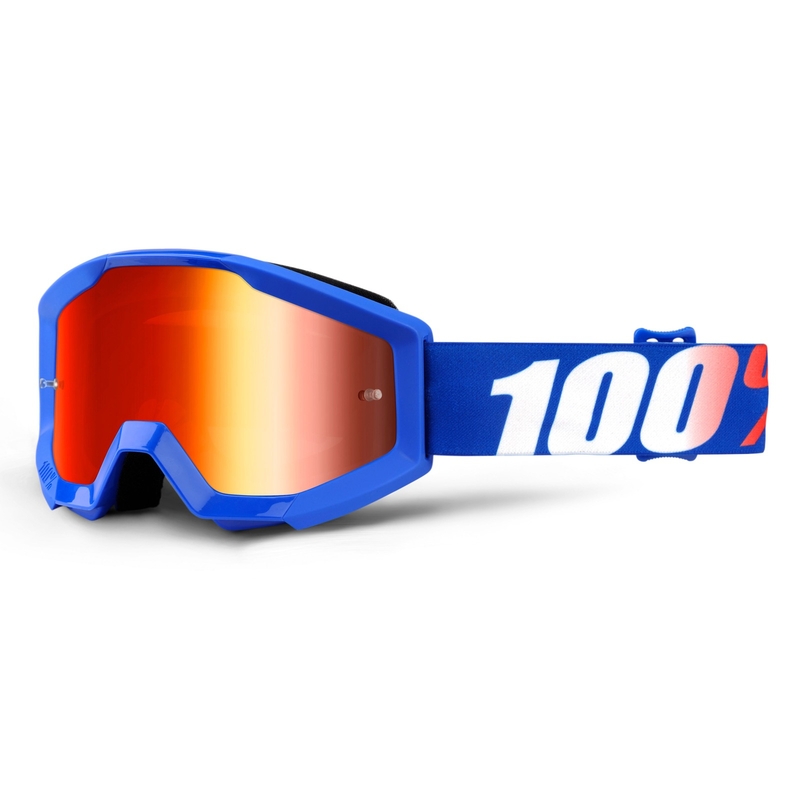 Ochelari de motocross pentru copii 100% Strata Nation (plexi roșu)
