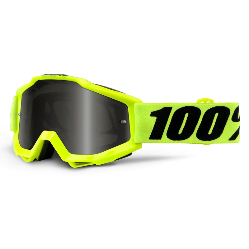 Ochelari de motocros 100% Accuri Sand galben fluo (fum + plexi transparent)