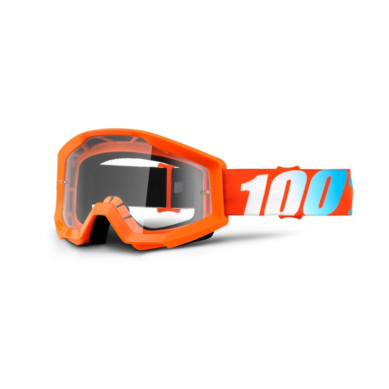 Ochelari de motocros 100% Strata portocaliu (plexi transparent)
