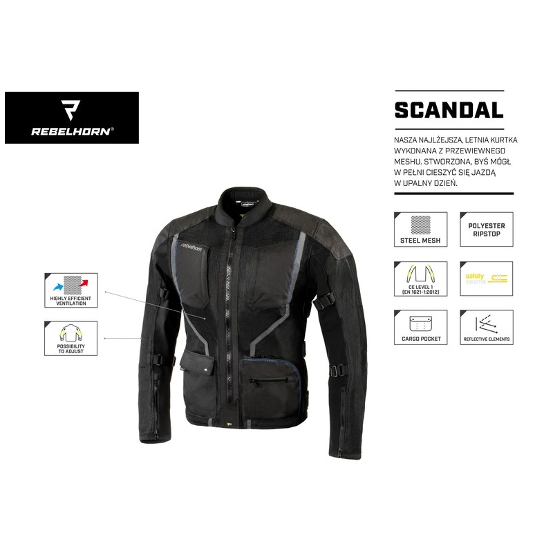 Rebelhorn Scandal Jachetă de motocicletă neagră Scandal Black