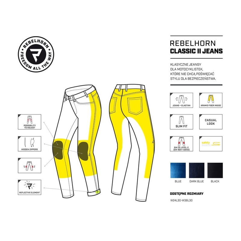 Rebelhorn Classic II Negru Negru Jeans pentru motociclete pentru femei Vânzarea výprodej lichidare