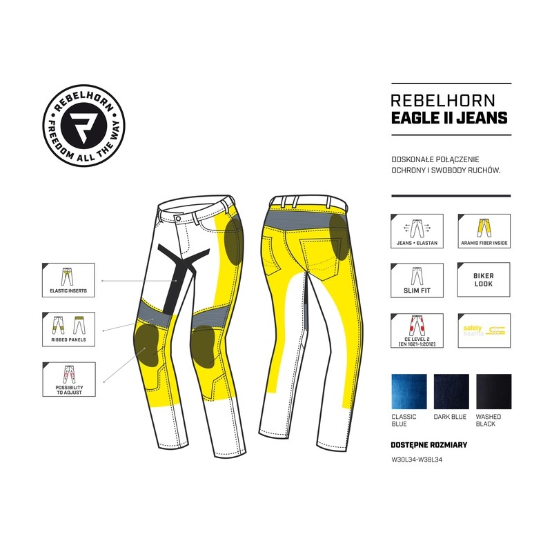 Rebelhorn Eagle II albastru închis albastru închis blugi de motociclete lichidare