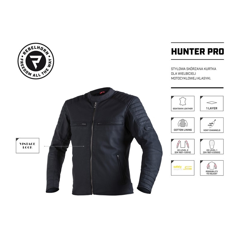 Rebelhorn Hunter Pro Negru Jachetă de motocicletă negru lichidare