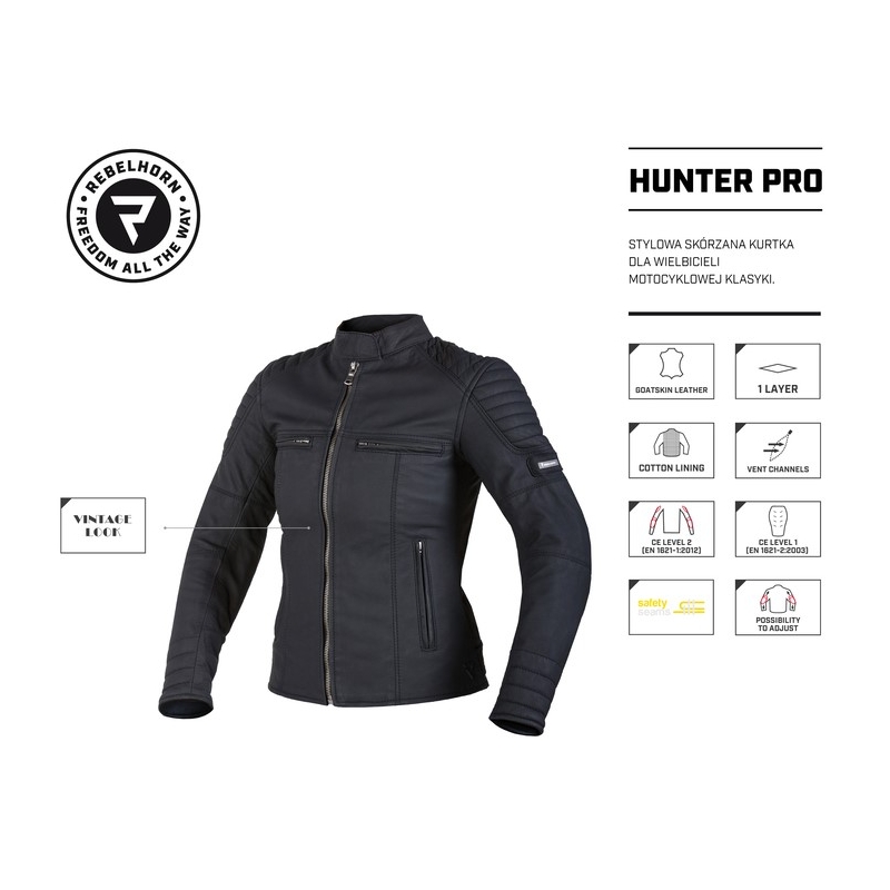 Rebelhorn Hunter Pro Jacheta de motocicletă pentru femei Hunter Pro Negru lichidare
