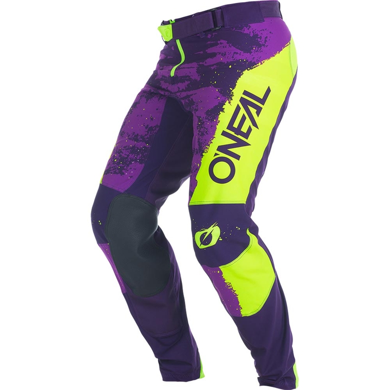 Pantaloni motocross O'Neal Mayhem Paint violet-galben fluo