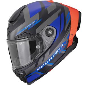 Cască integrală pentru motocicletă Scorpion EXO-RACE Air Carbon Fury, negru mat-gri-albastru