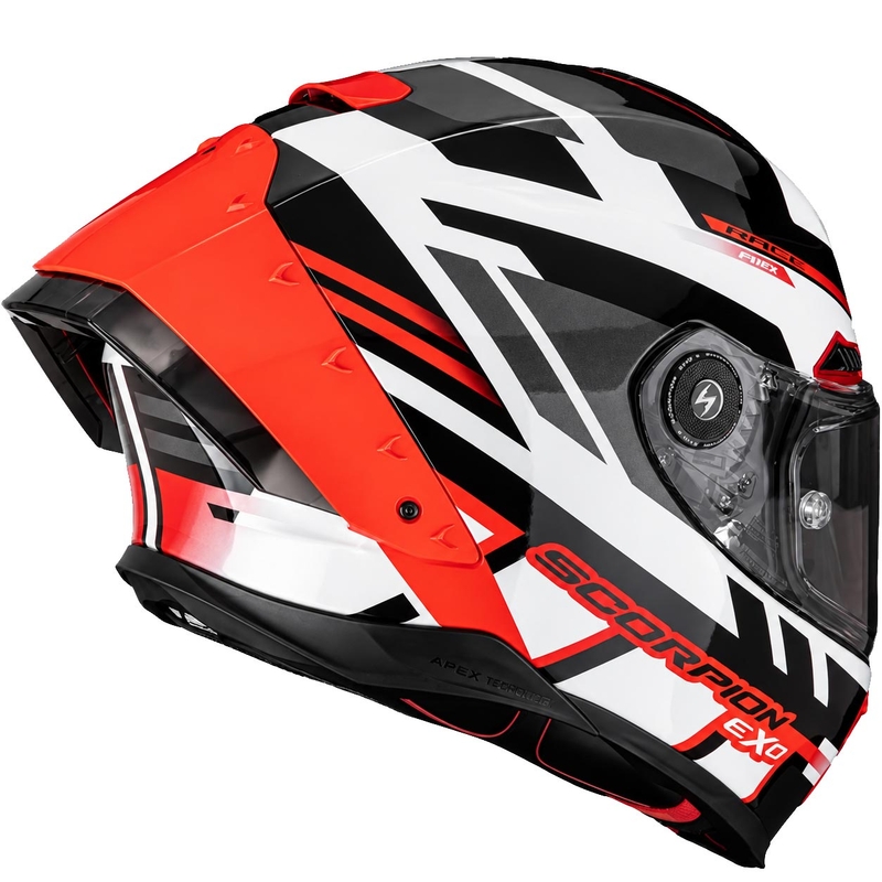 Cască integrală pentru motocicletă Scorpion EXO-RACE Air Carbon Fury alb-argintiu-roșu