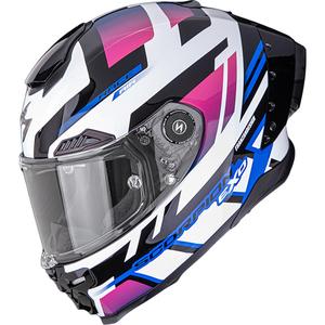 Cască integrală pentru motocicletă Scorpion EXO-RACE Air Carbon Fury alb-roz-albastru