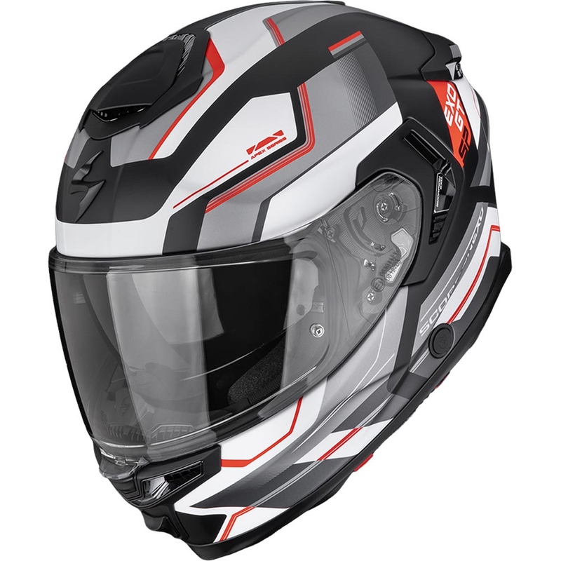Cască integrală pentru motocicletă Scorpion EXO-GT SP Air Arkon, negru mat-argintiu-roșu