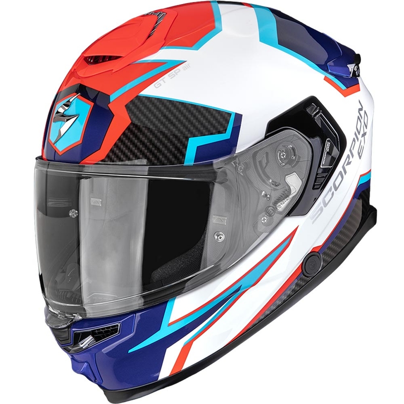 Cască integrală pentru motocicletă Scorpion EXO-GT SP Air Atlas alb-albastru-roșu