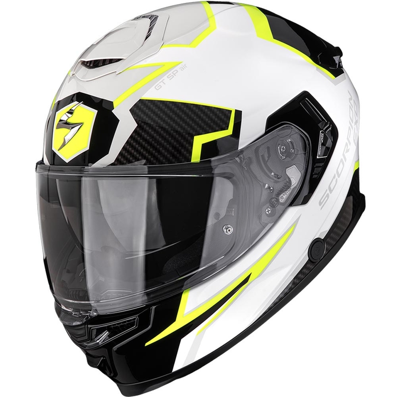 Cască integrală pentru motocicletă Scorpion EXO-GT SP Air Atlas, alb-negru-galben fluo